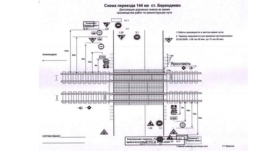 В Переславль-Залесском округе перекроют железнодорожный переезд