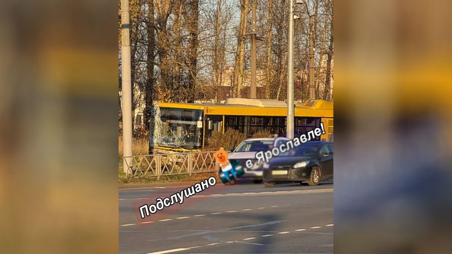 В Дзержинском районе Ярославля автобус выехал с дороги на зеленую зону
