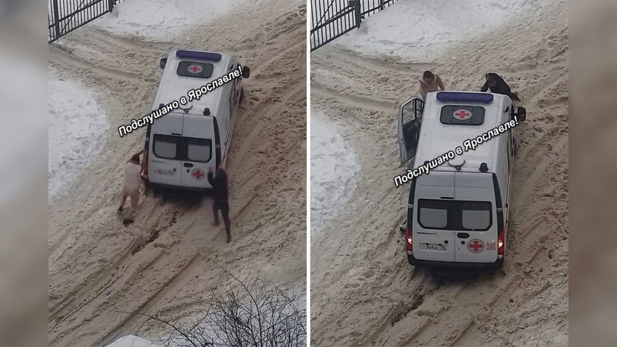 В заснеженных дворах Ярославля застревают &laquo;скорые&raquo;